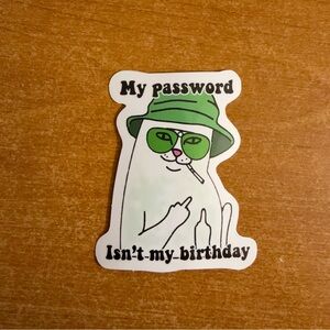 Funny Cat Sticker with Green Hat